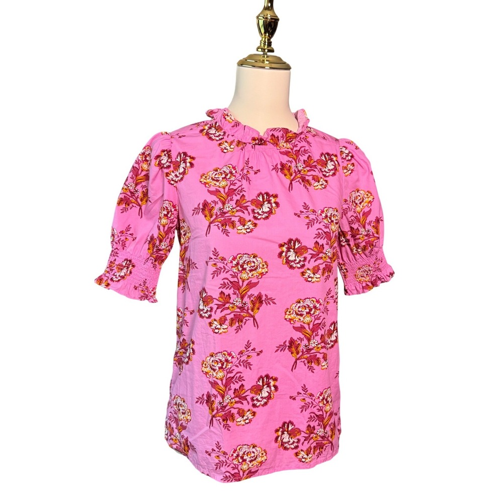 J.Crew XXS Liberty Meadow Song Floral Smocked Puff Sleeve Top Pink cottagecore